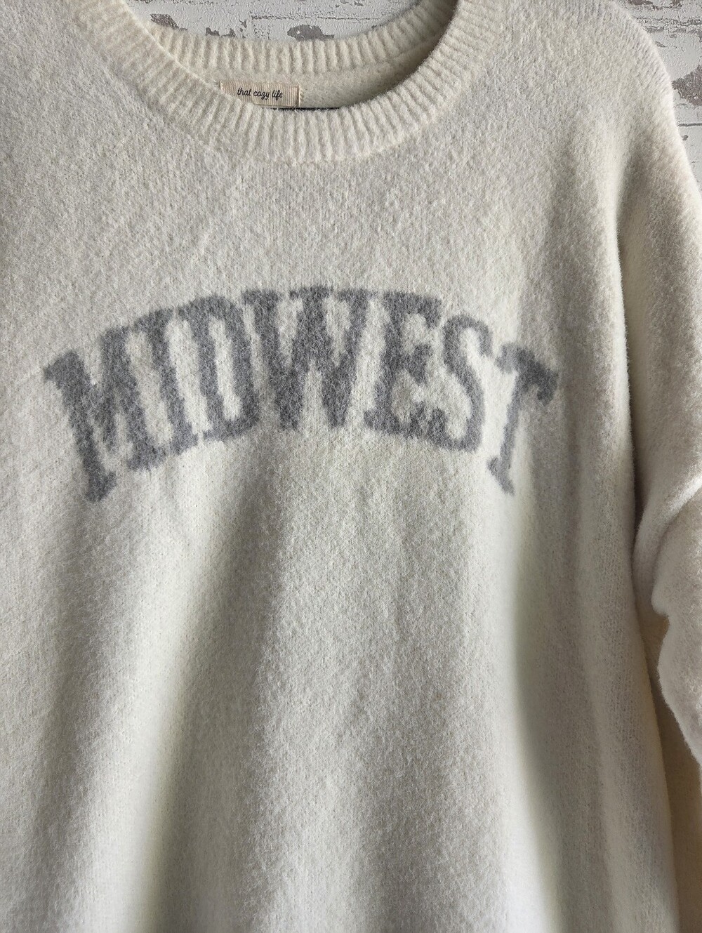 Thread & Supply Midwest Graphic Sweater Cream Grey L - Picture 2 of 8